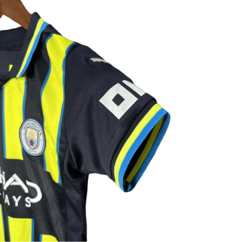 Man City Kids Kit Away 2024/25 Neon Yellow - LEAKITS