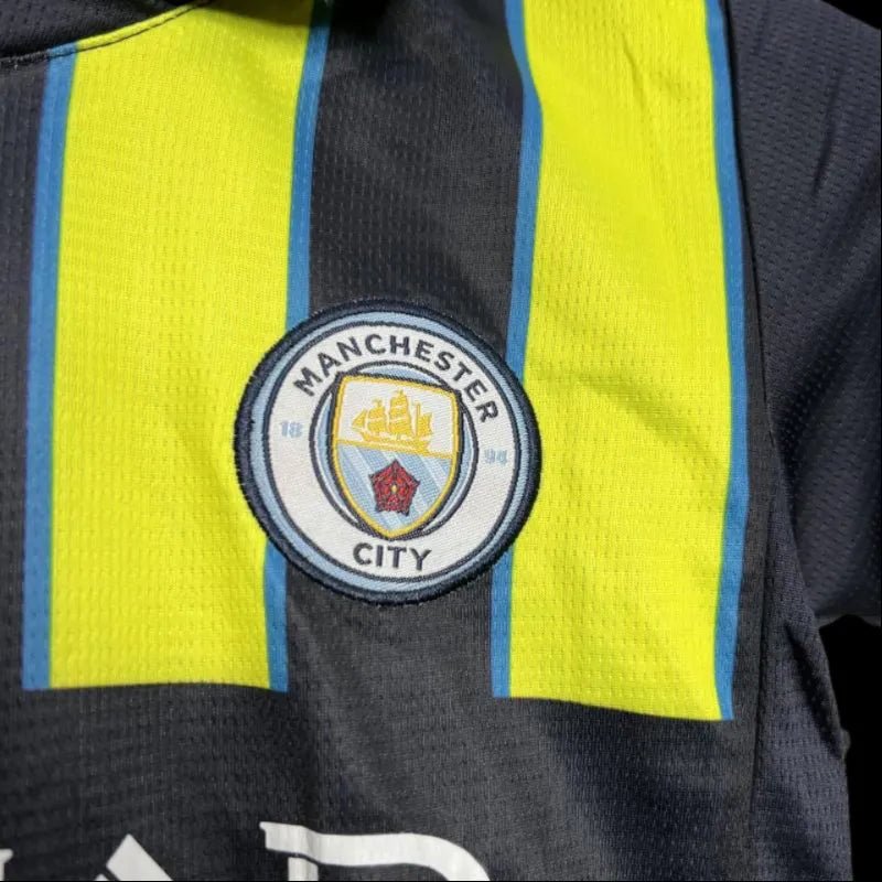 Man City Kids Kit Away 2024/25 Neon Yellow - LEAKITS