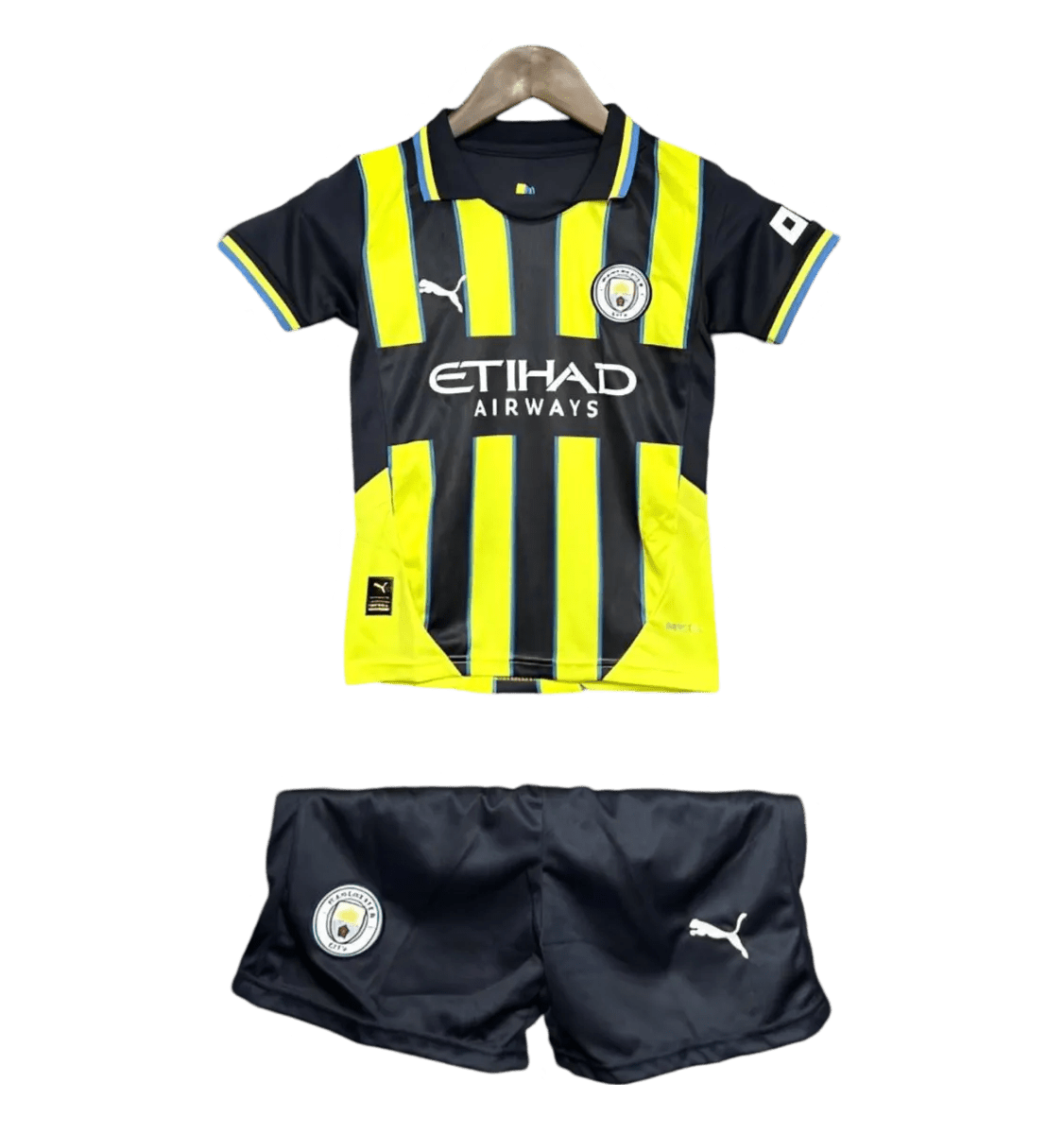 Man City Kids Kit Away 2024/25 Neon Yellow - LEAKITS