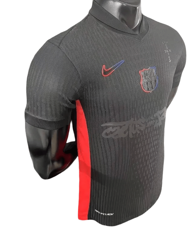 Black away travis scott barcelona jersey player version professional grade collaboration