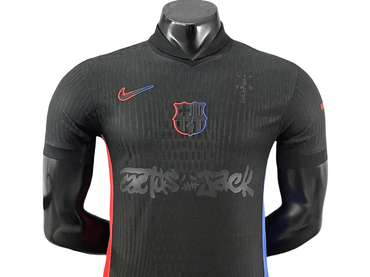 Travis scott barcelona jersey player version black away athletic collaboration excellence