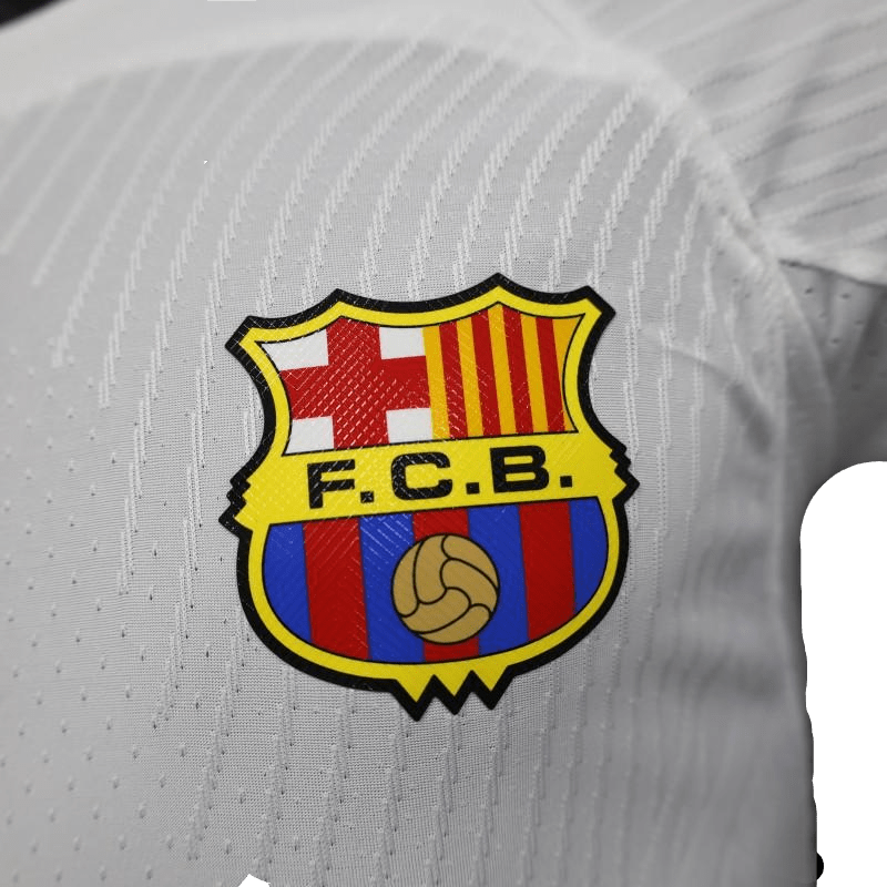 Barcelona white jersey player version 23/24 away athletic construction professional heritage
