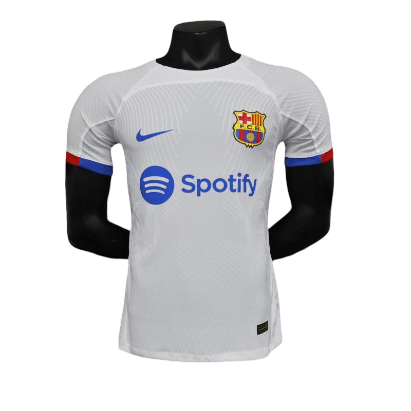 Barcelona jersey 23/24 player version white away athletic red blue accents performance LEAKITS Store