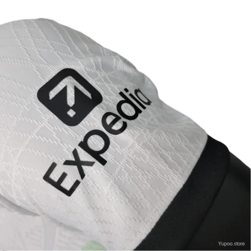 Green and white liverpool kit player version 23/24 away geometric athletic construction heritage