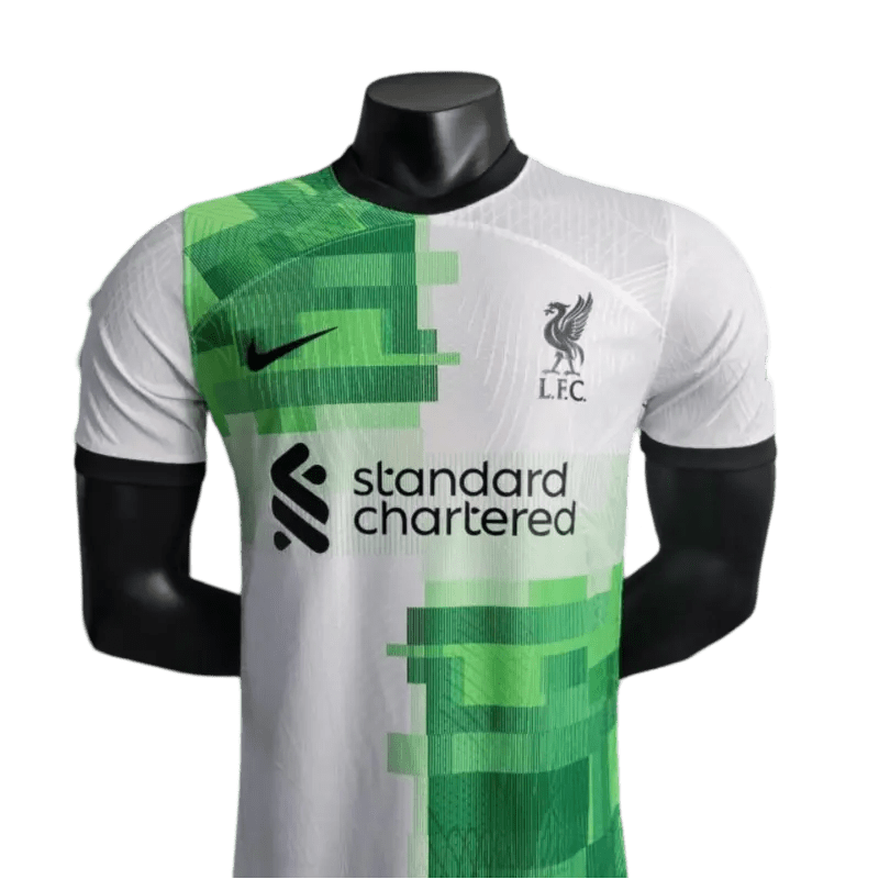 Green liverpool away kit player version 23/24 green white athletic heritage design