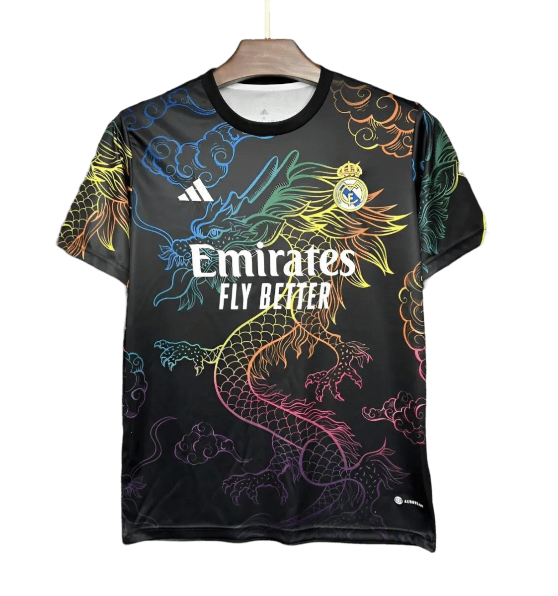 Real madrid black dragon jersey 24/25 multi-color special vibrant dragon artwork LEAKITS Store