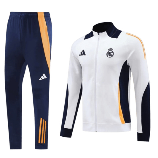 2024/2025 Real Madrid White Full Zipper Jacket + Long Pants | GoatGears Store - LEAKITS