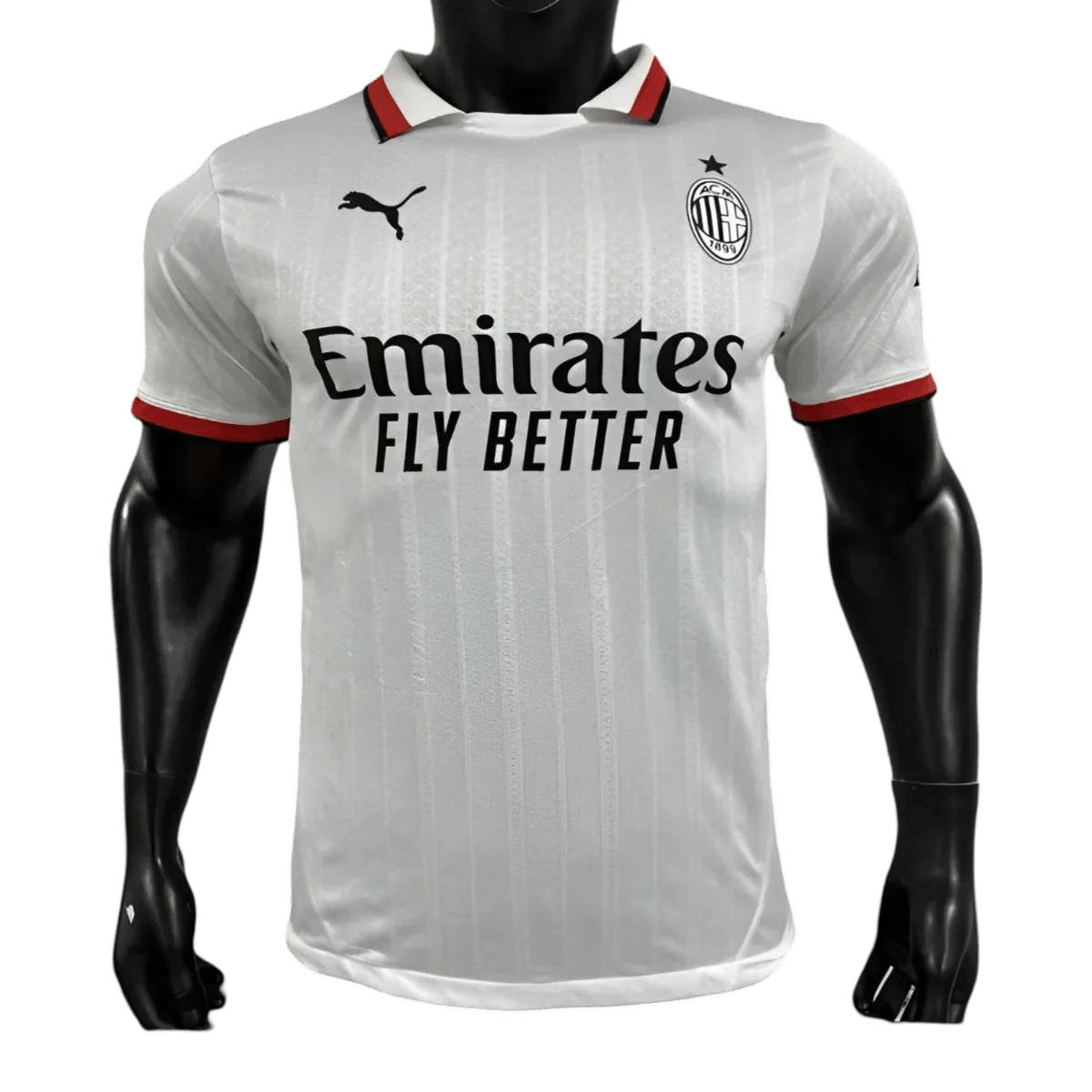 AC milan away kit 24/25 player version professional white red black collar accents LEAKITS Store