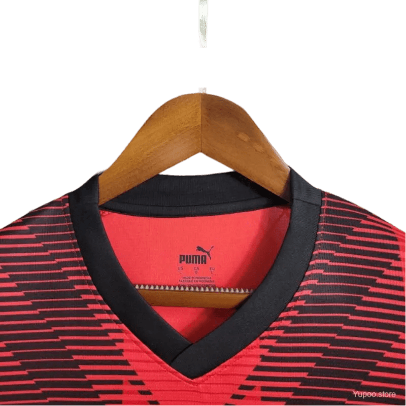 AC milan football jersey 23/24 home geometric red design contemporary patterns