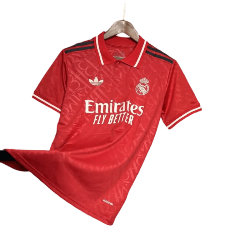 Red real madrid jersey 24/25 special edition contemporary heritage authentic design