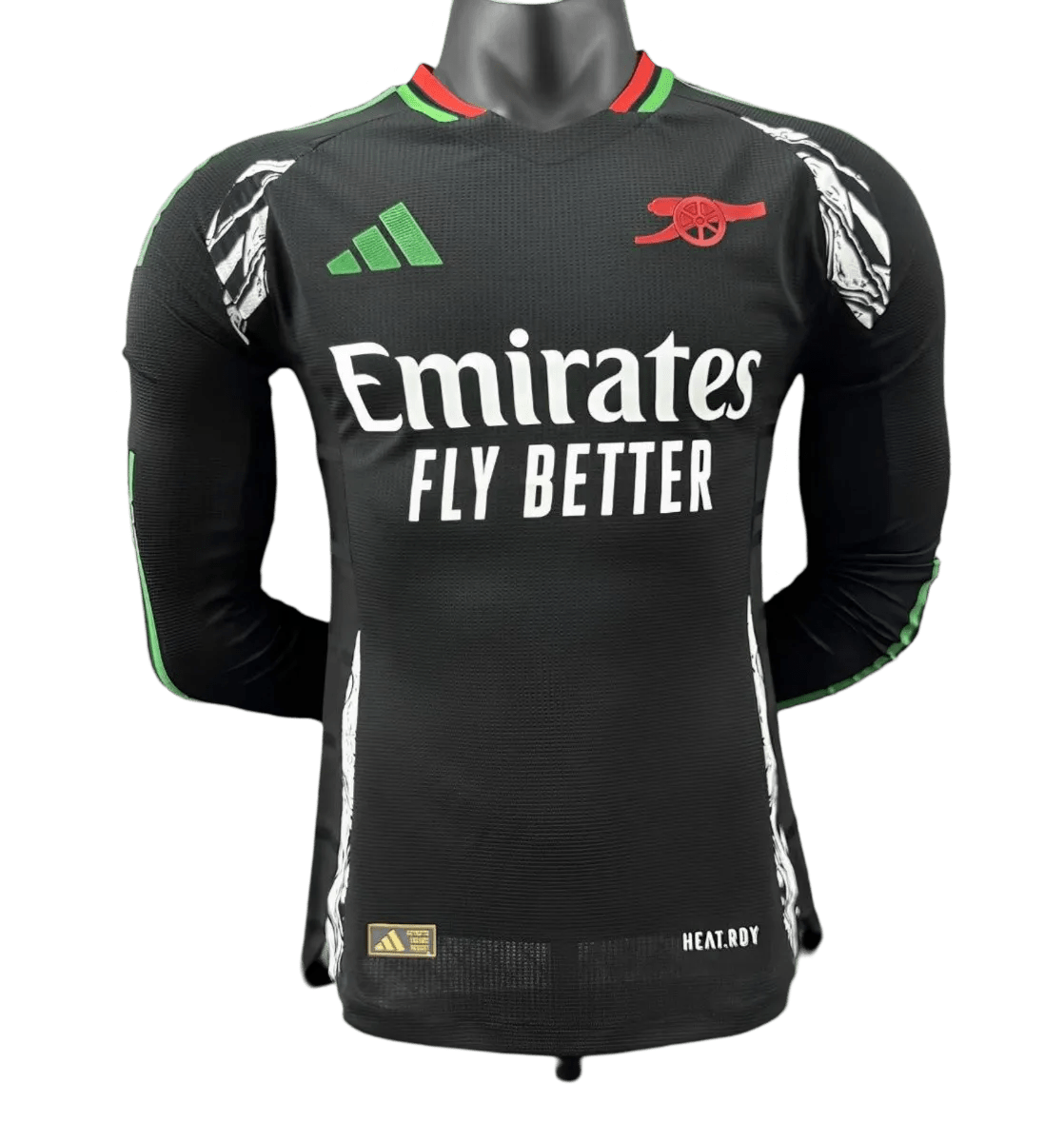 Arsenal 24 25 long sleeve away black jersey current season green red accents LEAKITS Store