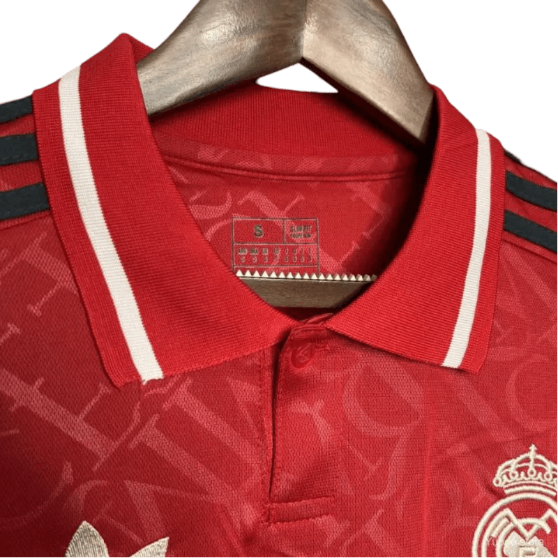 Real madrid red jersey 24/25 special edition geometric contemporary design heritage