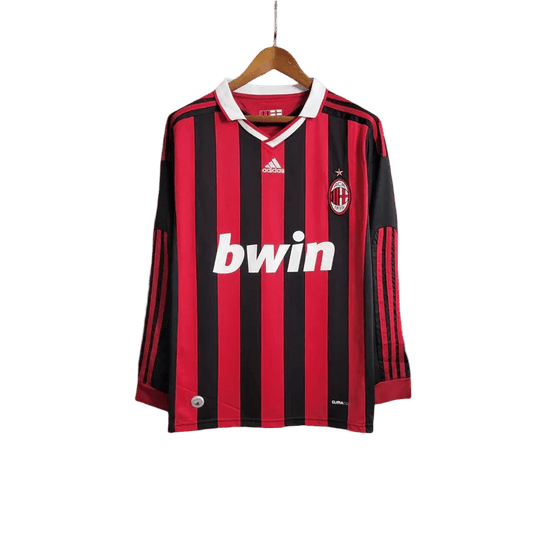 AC milan home long sleeve retro jersey 2009/10 beckham ronaldinho bwin classic rossoneri LEAKITS Store