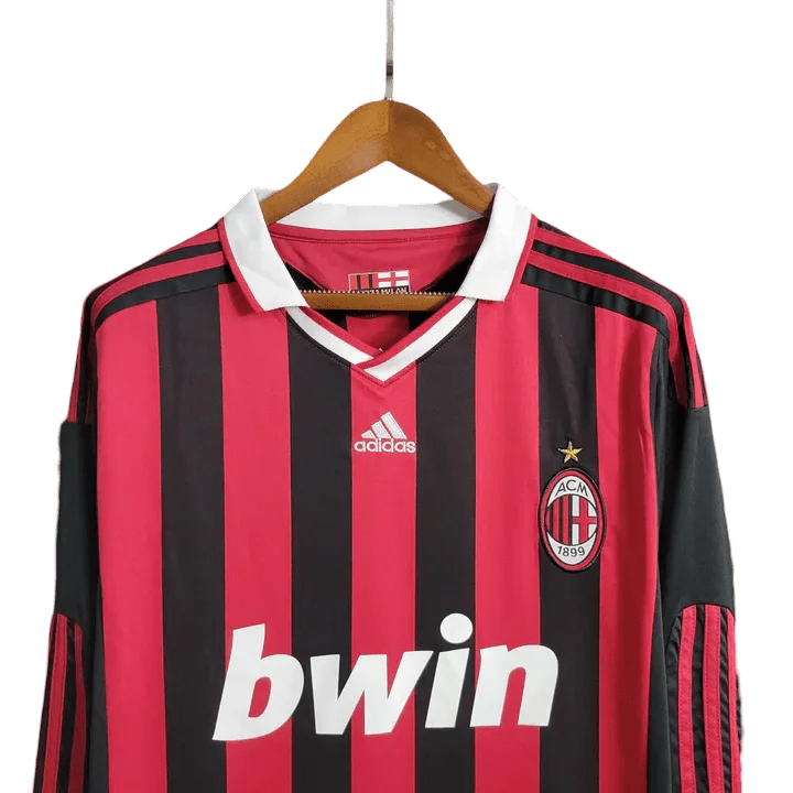 Beckham ac milan 2009/10 long sleeve red black design authentic construction heritage quality
