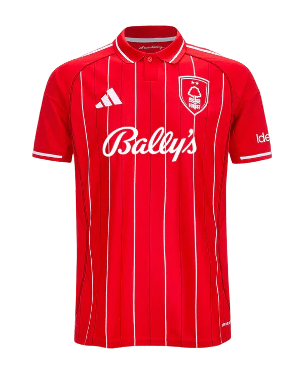 Nottingham forest kit 25/26 home fan version red white stripes ballys future season reds LEAKITS Store