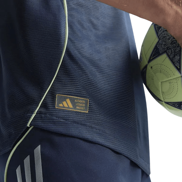 Real madrid away jersey 25 26 navy blue yellow authentic construction heritage