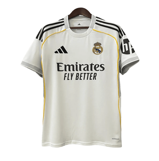 Real madrid 25 26 home kit white future season yellow accents emirates madrid LEAKITS Store