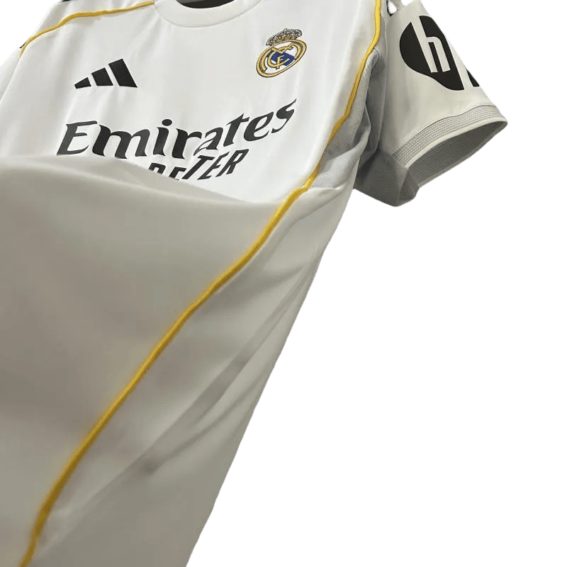 Real madrid kit 25 26 home white yellow authentic construction heritage
