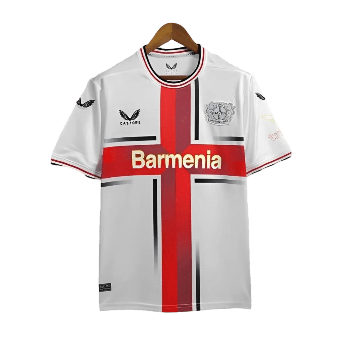 Bayer leverkusen away jersey 24 25 white cross red design black accents LEAKITS Store