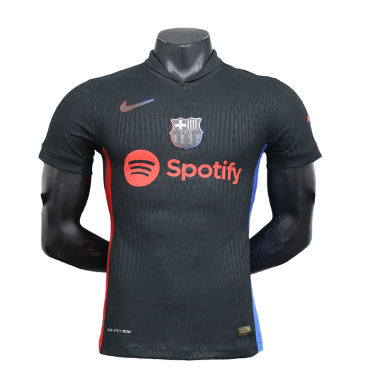 Barcelona away kit 24 25 player version black athletic red blue accents performance LEAKITS Store