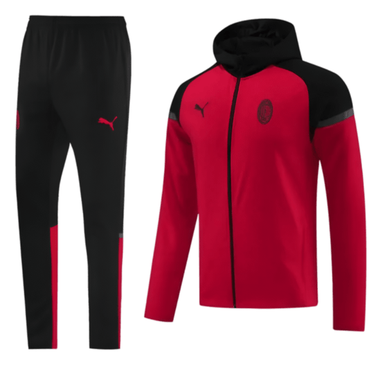 2024/2025 AC Milan Red & Black Hoodie Full Zipper Jacket + Long Pants | GoatGears Store - LEAKITS