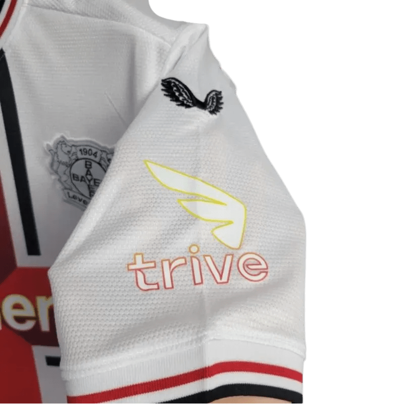 Away jersey bayer leverkusen 24/25 white cross traditional design contemporary construction

