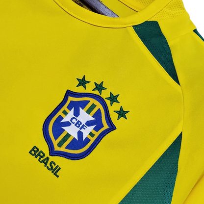 Brazil soccer jersey 2002 home yellow world cup champions authentic construction