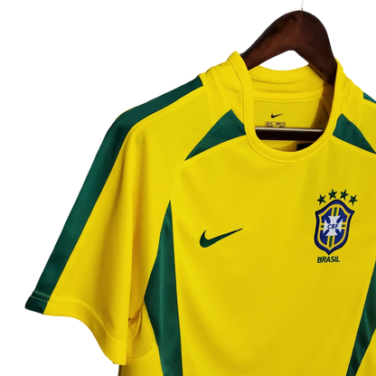 Brazil 2002 jersey home yellow world cup authentic nike design championship