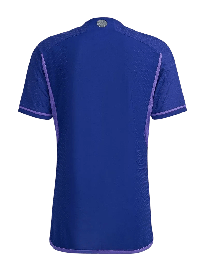 Argentina away jersey 2023 blue geometric patterns world cup champions heritage design