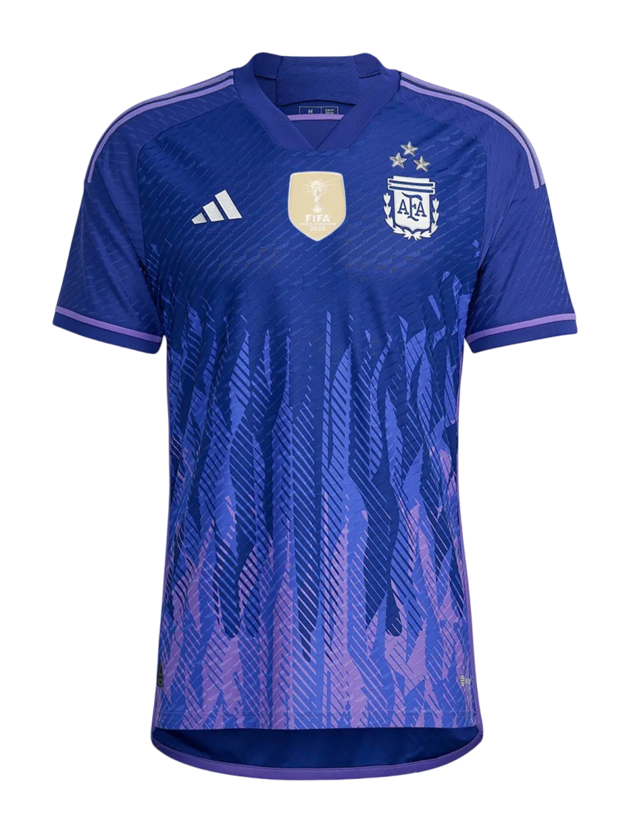 Argentina away jersey 2023 world cup champions blue geometric patterns AFA badge LEAKITS Store