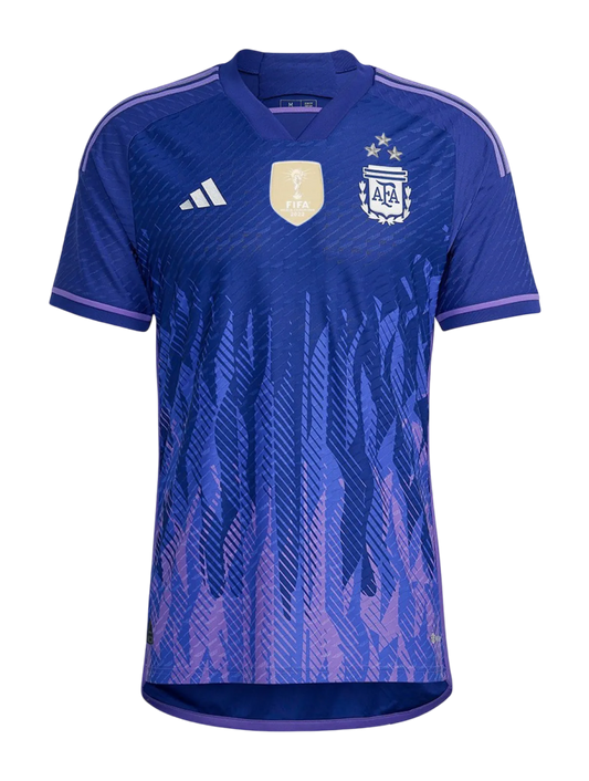 Argentina away jersey 2023 world cup champions blue geometric patterns AFA badge LEAKITS Store