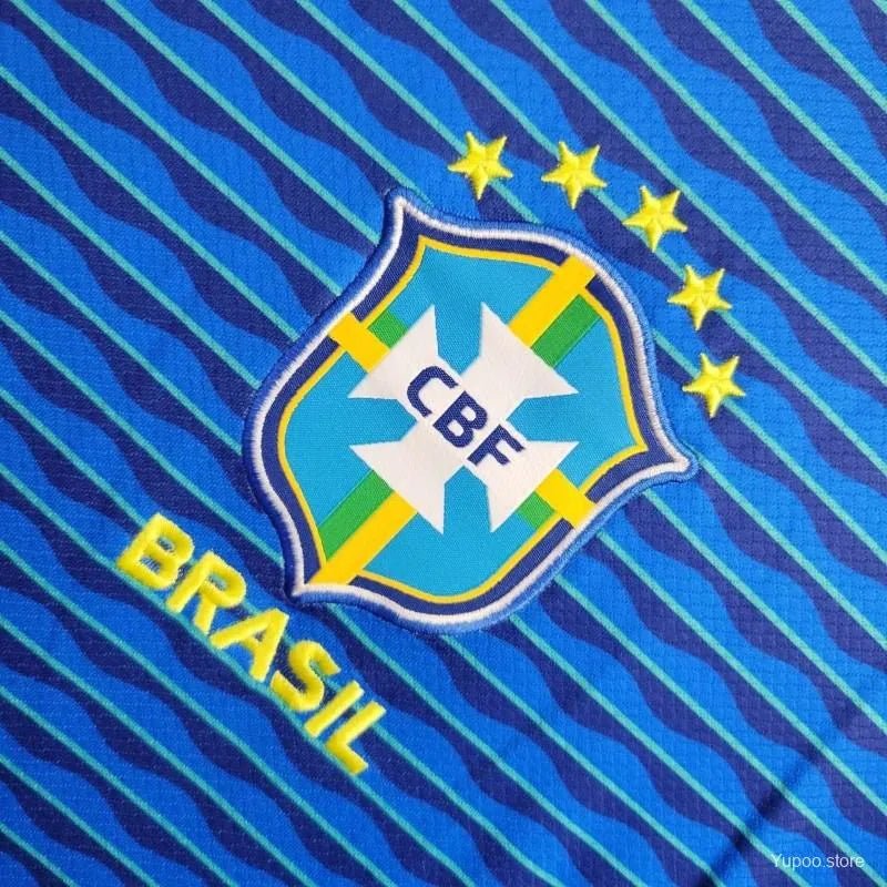 Brazil away kit 2024 blue version wavy pattern copa america official design