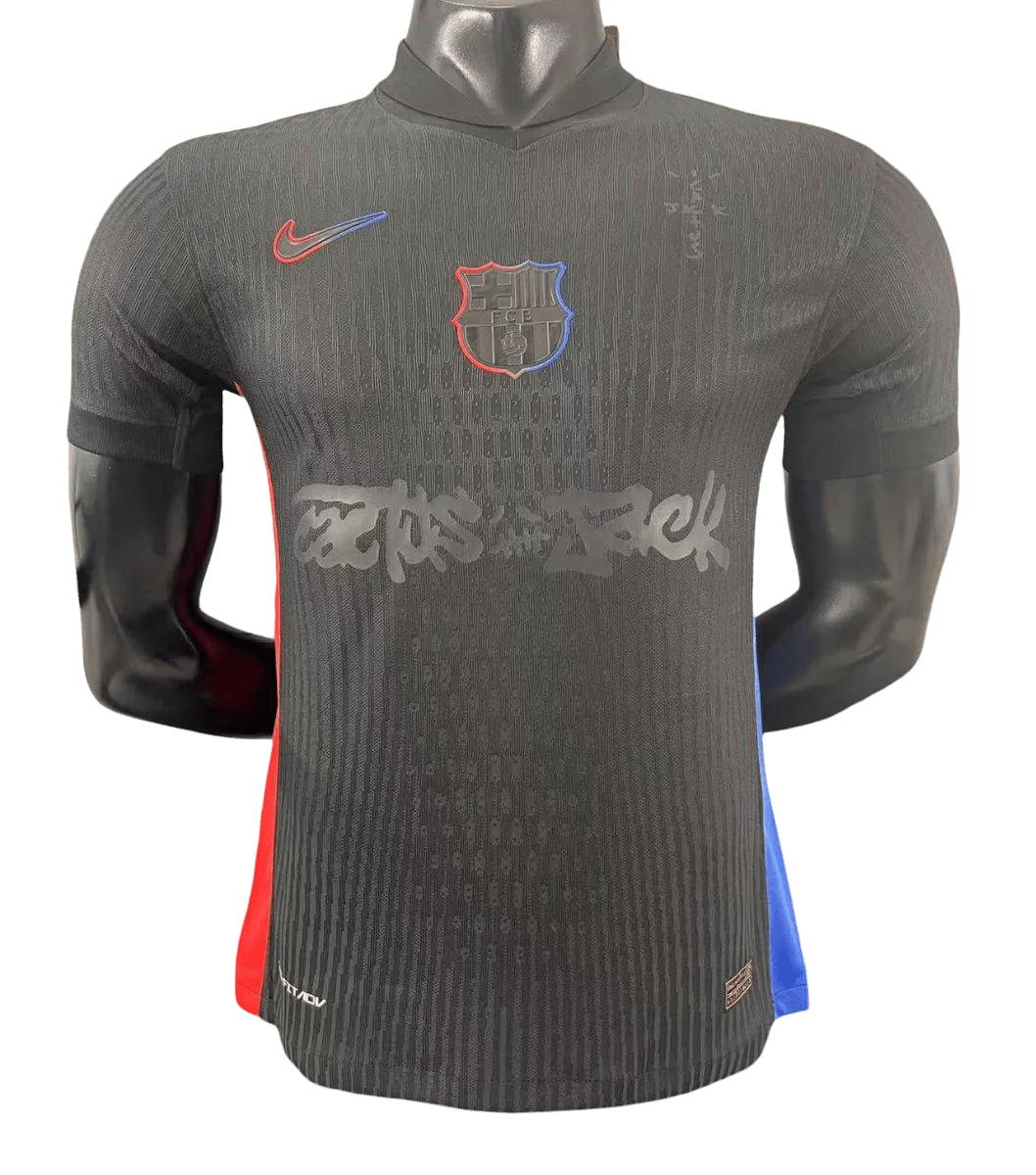 Travis scott barcelona jersey black away player version professional quality athletic fit LEAKITS Store
