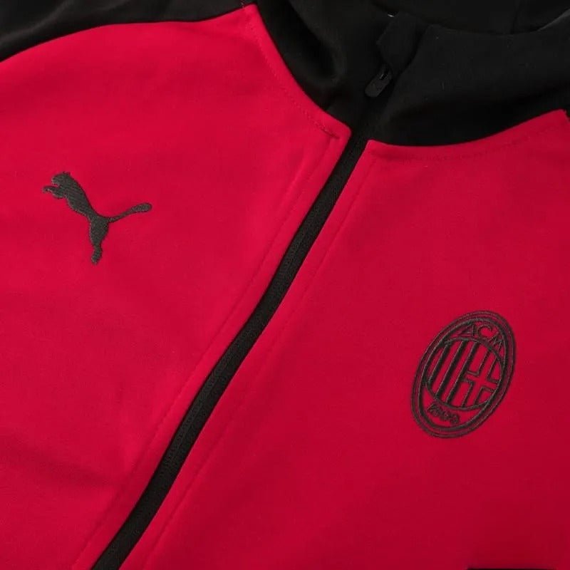 2024/2025 AC Milan Red & Black Hoodie Full Zipper Jacket + Long Pants | GoatGears Store - LEAKITS