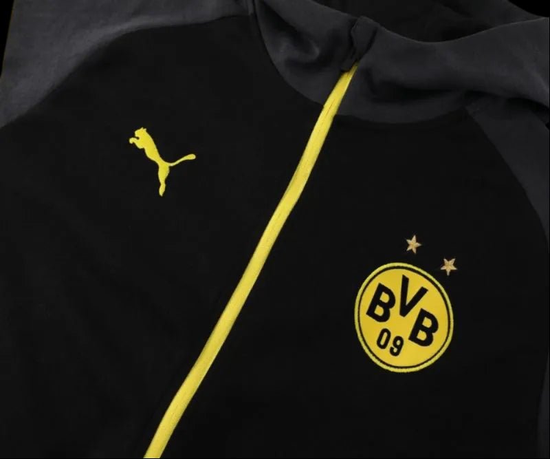 2024/2025 Borussia Dortmund Black Hoddie Full Zipper Jacket + Long Pants | GoatGears Store - LEAKITS