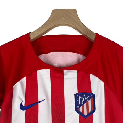 Childrens Atlético Madrid jersey home 23 24 red white Metropolitano Rojiblancos emotional excellence