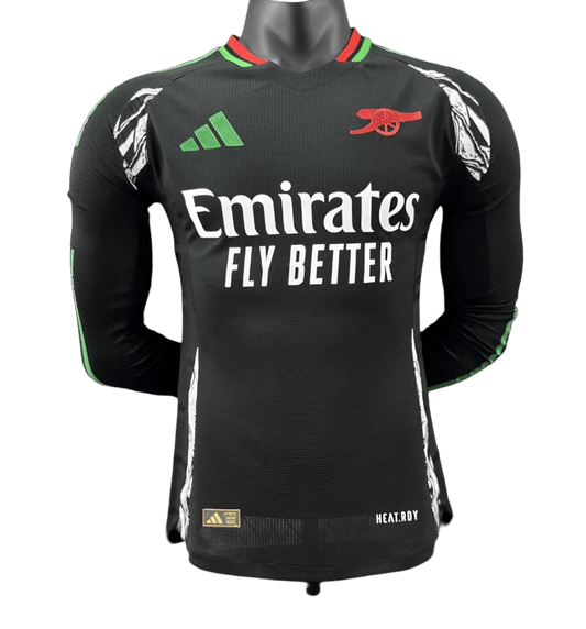 Arsenal 24 25 long sleeve away black jersey current season green red accents LEAKITS Store