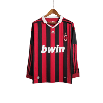 AC milan home long sleeve retro jersey 2009/10 beckham ronaldinho bwin classic rossoneri LEAKITS Store