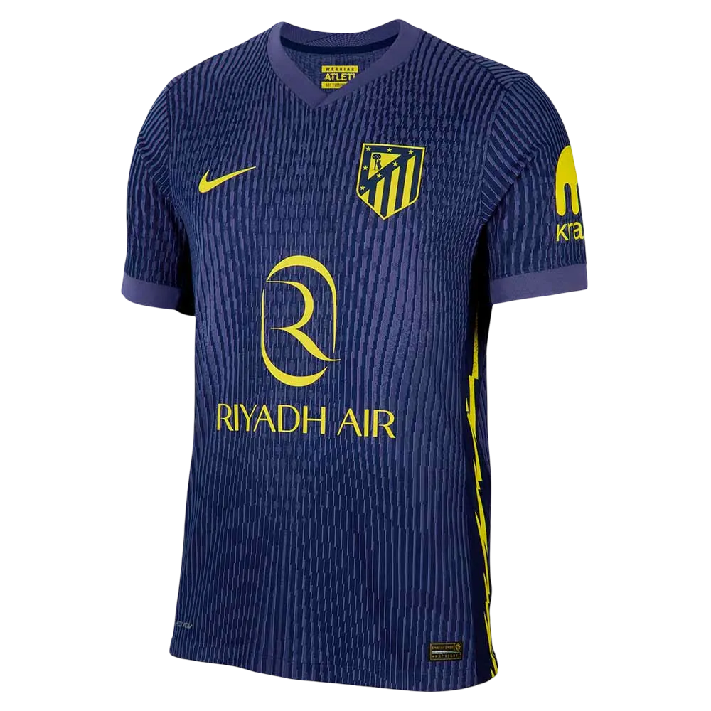 Atletico madrid away kit 25/26 fan version blue yellow accents riyadh air authentic LEAKITS Store