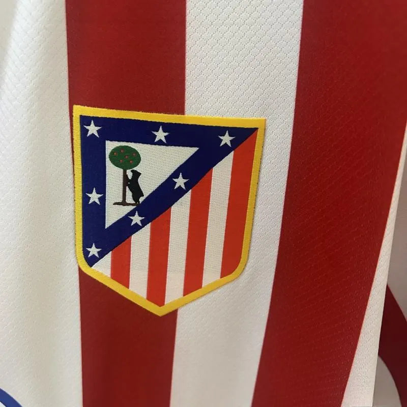 Atletico de madrid home jersey fan version 25/26 red white stripes heritage construction