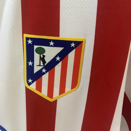Atletico de madrid home jersey fan version 25/26 red white stripes heritage construction
