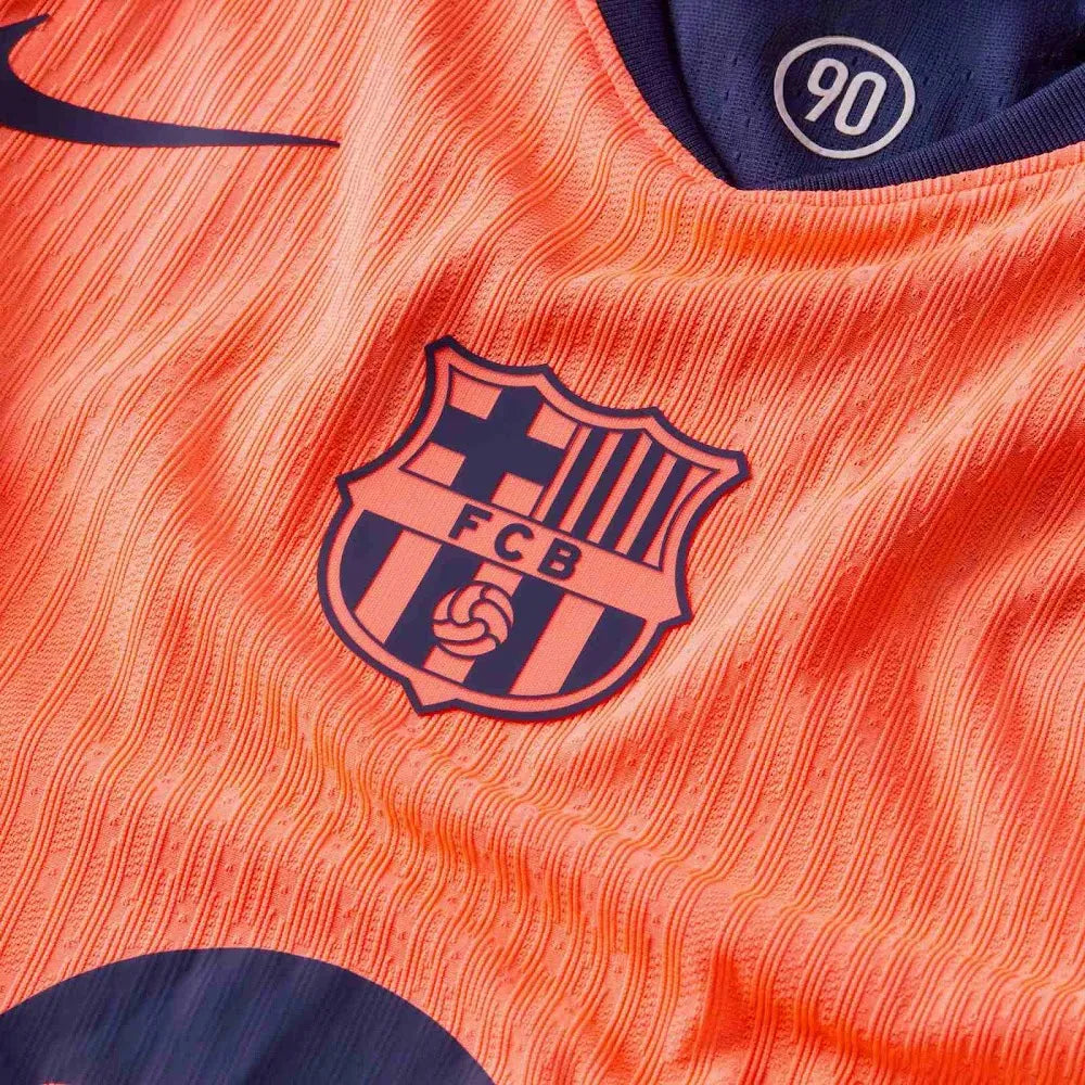 Barcelona third jersey 25/26 fan version orange innovative blaugrana heritage design