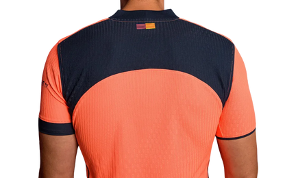 Barcelona orange jersey fan version 25/26 third kit bold orange navy construction authentic