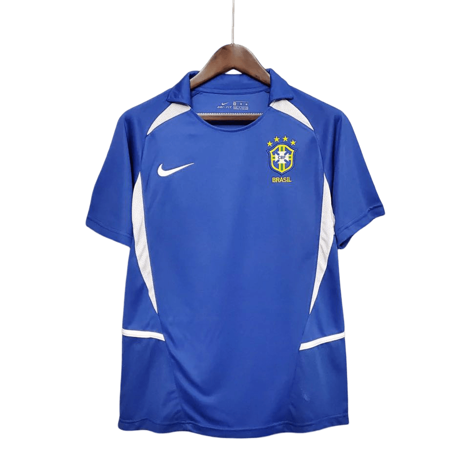 Brazil 2002 kit away blue retro world cup nike construction CBF badge LEAKITS Store