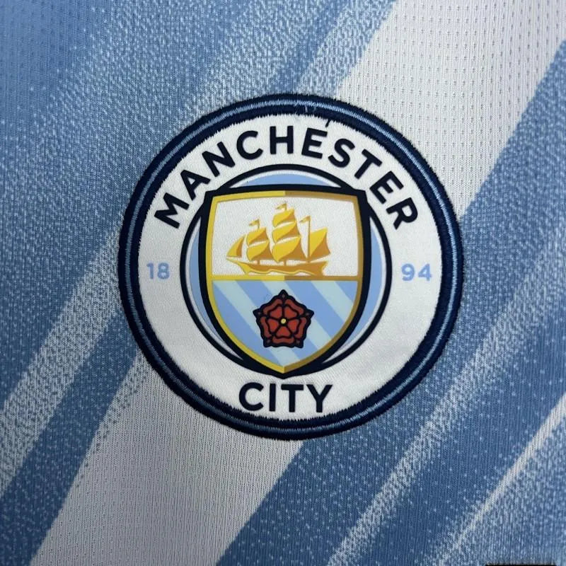 Man city 25 26 kit fan version classic sky blue heritage diagonal stripe design