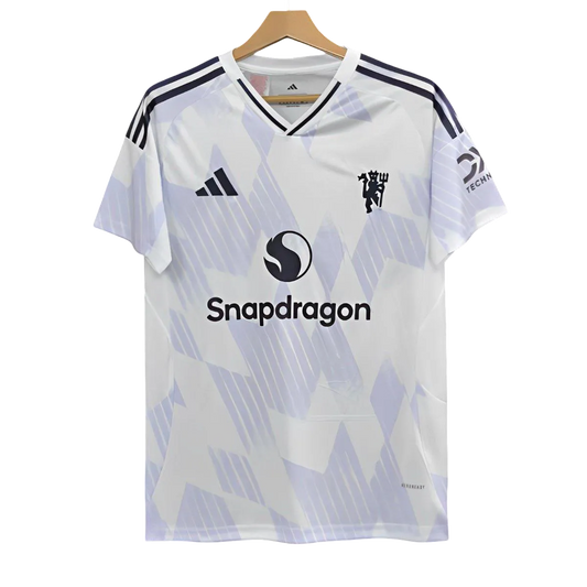 Manchester united away kit 25/26 fan version white geometric design snapdragon future LEAKITS Store
