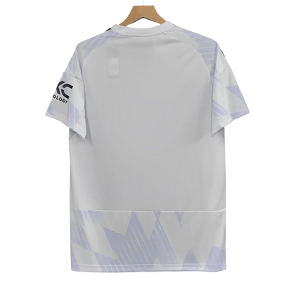 Manchester united away jersey fan version 25/26 white geometric authentic construction heritage
