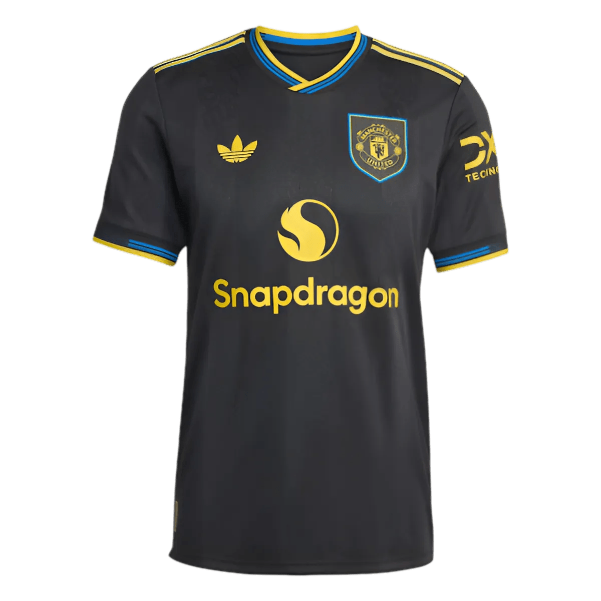 Manchester united third kit 25 26 fan version black yellow blue accents snapdragon future LEAKITS Store