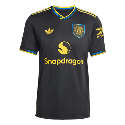 Manchester united third kit 25 26 fan version black yellow blue accents snapdragon future LEAKITS Store