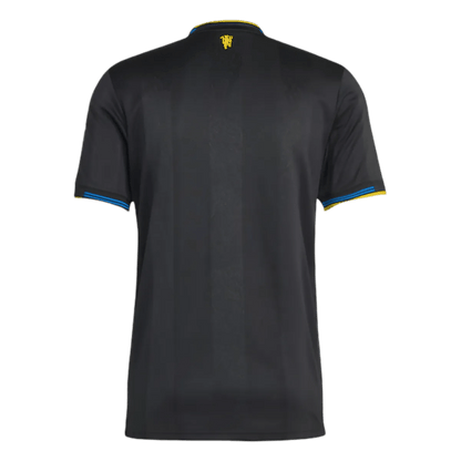 Man united third kit fan version 25/26 black yellow authentic construction heritage
